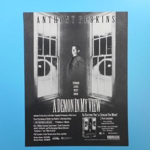 VTG 90s A Demon in My View Movie Poster Horror Halloween Anthony Perkins 8.5x11